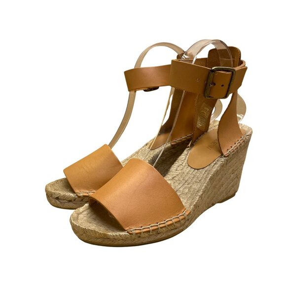 J.Crew Women’s Brown Leather Ankle Strap Wedge Espadrilles Sandals Size 7 - Picture 3 of 10